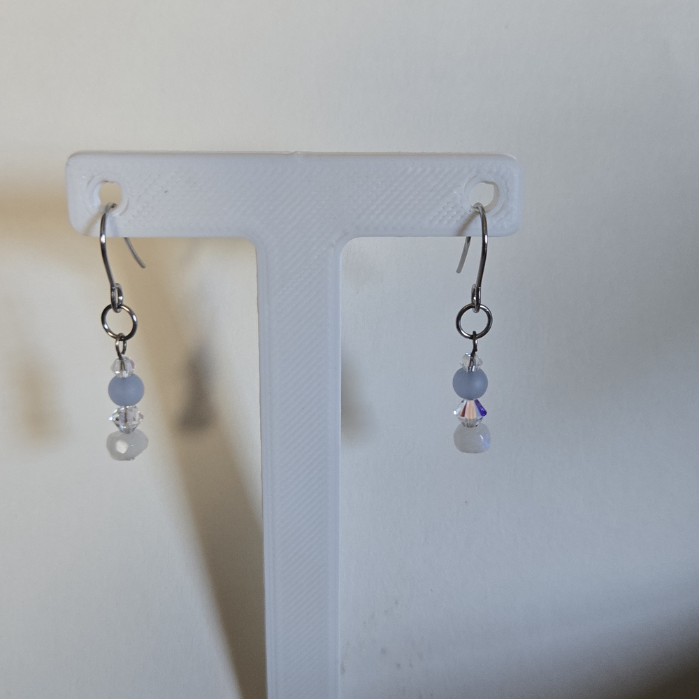 Chic Crystal Dangle Earrings With Swarovski Crystals Rainbow Moonstone